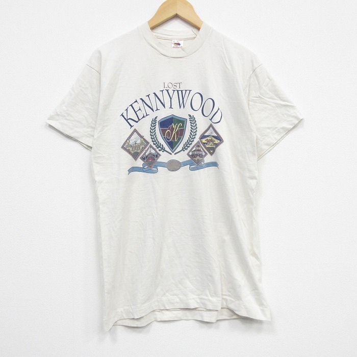 L/古着 フルーツオブザルーム 半袖 ビンテージ Tシャツ メンズ 90s KENNYWOOD コットン クルーネック 白 ホワイト 25sep13 中古拍卖