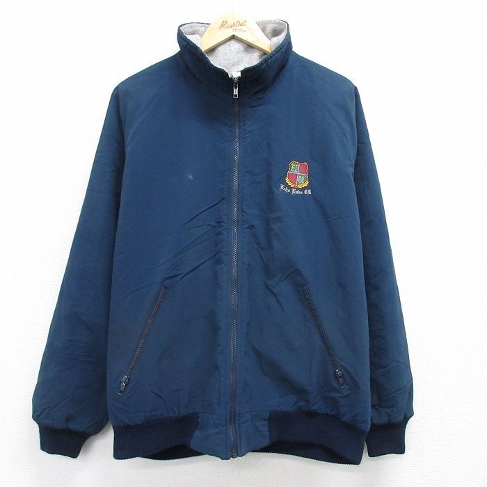 XL/古着 長袖 ナイロン ジャケット メンズ 90s 大きいサイズ ラグラン 紺 ネイビー 内側フリース 25jan27 中古 アウター拍卖