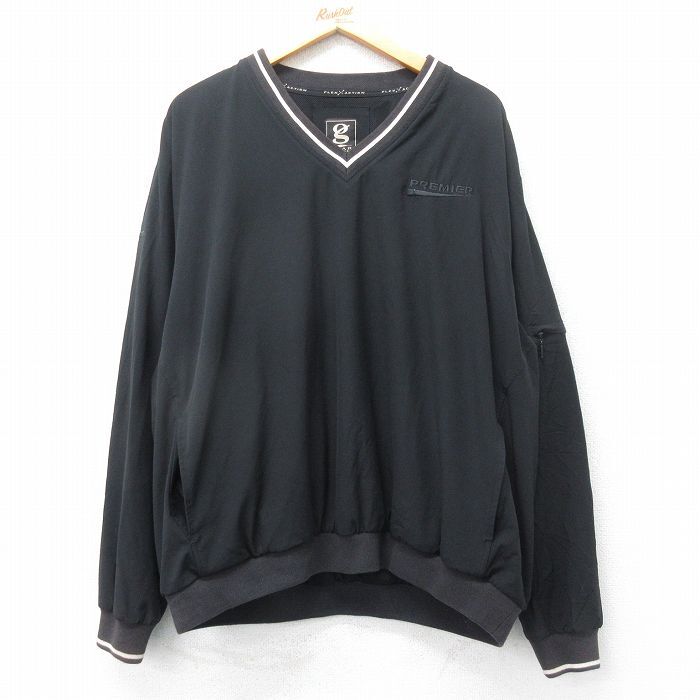 XL/古着 長袖 ジャケット メンズ PREMIER 大きいサイズ Vネック 黒 ブラック 内側メッシュ 25mar26 中古 アウター ジャンパ拍卖
