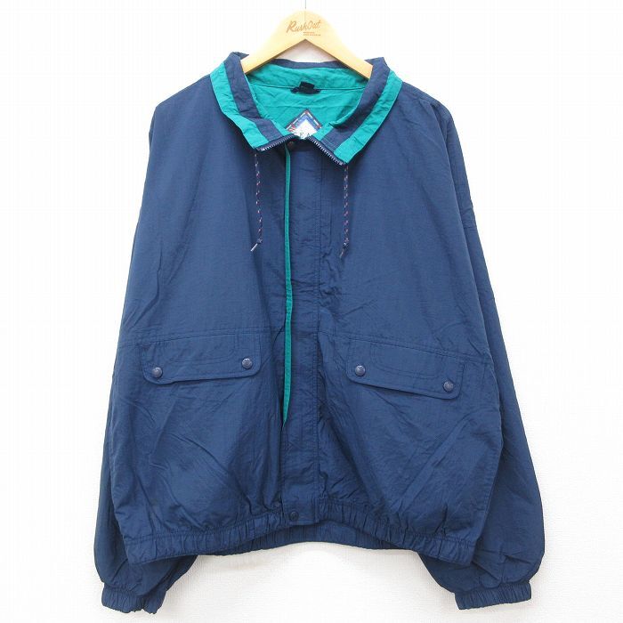 XL/古着 長袖 ナイロン ジャケット メンズ 00s 大きいサイズ 紺 ネイビー 内側メッシュ 24aug30 中古 アウター ウインドブレ拍卖