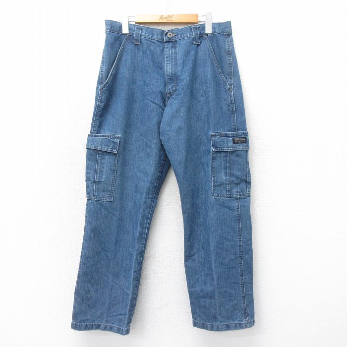 W32/古着 ラングラー カーゴ パンツ メンズ 紺 ネイビー デニム 25may22 中古 ボトムス ロング拍卖