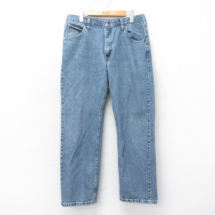 W34/古着 ラングラー ジーンズ メンズ コットン 紺 ネイビー デニム 25mar06 中古 ボトムス ジーパン Gパン ロング パンツ拍卖