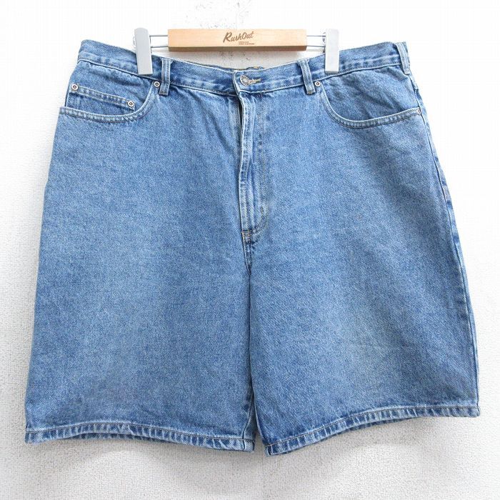 W37/古着 ルート66 ショート パンツ メンズ コットン 紺 ネイビー デニム 25apr07 中古 ボトムス 短パン ショーパン ハーフ拍卖