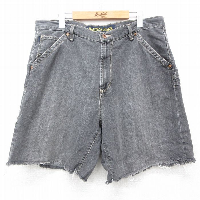 W37/古着 ノーティカ ブランド ショート ペインター パンツ ショーツ メンズ コットン グレー 25may08 中古 ボトムス 短パン拍卖