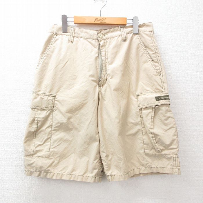 W32/古着 ユニオンベイ ショート カーゴ パンツ ショーツ メンズ 00s ベージュ カーキ 24may10 中古 ボトムス 短パン ショー拍卖
