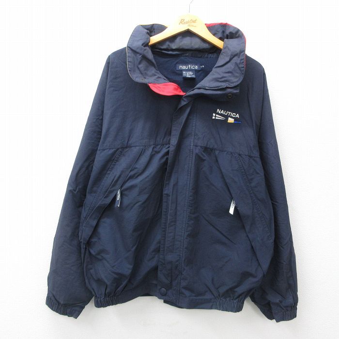 XL/古着 ノーティカ 長袖 ブランド セーリング ジャケット メンズ 90s ワンポイントロゴ 大きいサイズ ラグラン 紺他 ネイビ拍卖