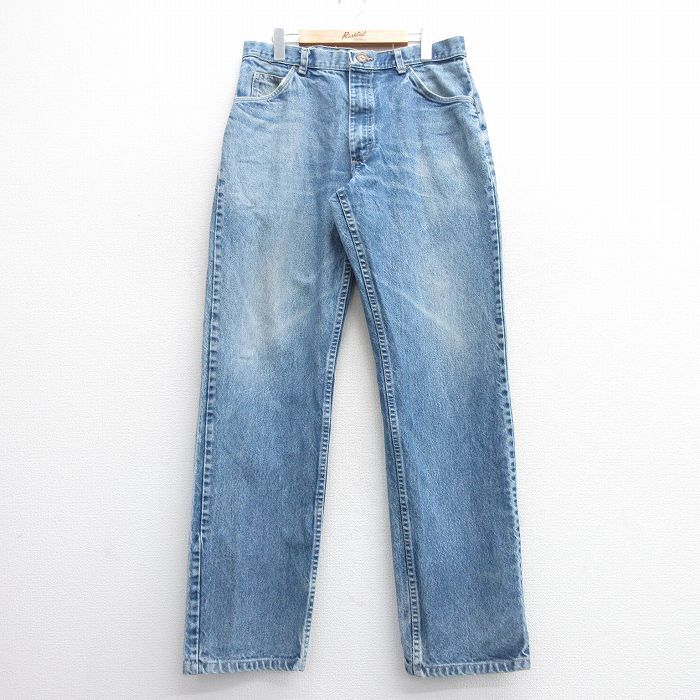 W34/古着 ジーンズ メンズ コットン 紺 ネイビー デニム 25mar07 中古 ボトムス ジーパン Gパン ロング パンツ拍卖