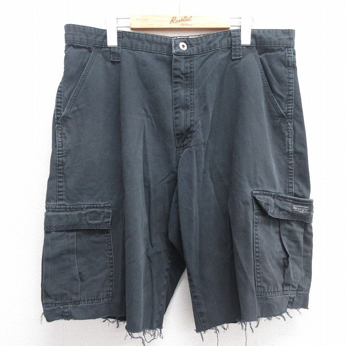 W36/古着 ラングラー ショート カーゴ パンツ ショーツ メンズ コットン 黒 ブラック 25apr28 中古 ボトムス 短パン ショー拍卖