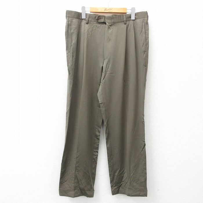 W35/古着 スラックス パンツ メンズ 80s ウール タロン 濃緑 グリーン 25apr03 中古 ボトムス ロング拍卖