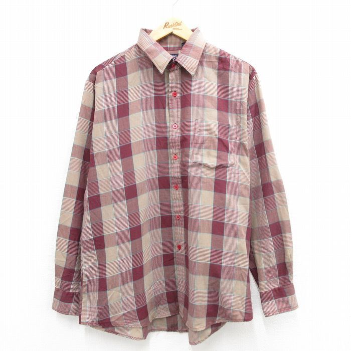 XL/古着 ビッグヤンク 長袖 シャツ メンズ 80s エンジ他 チェック 24may08 中古 トップス拍卖