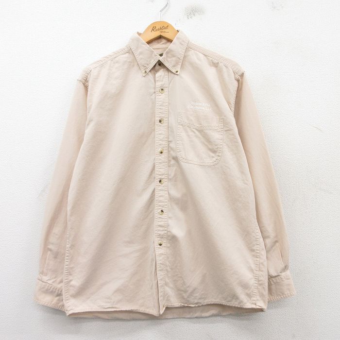 L/古着 エルエルビーン LLBEAN 長袖 ブランド シャツ メンズ 00s Hudson コットン ボタンダウン 薄ベージュ カーキ 25mar08拍卖