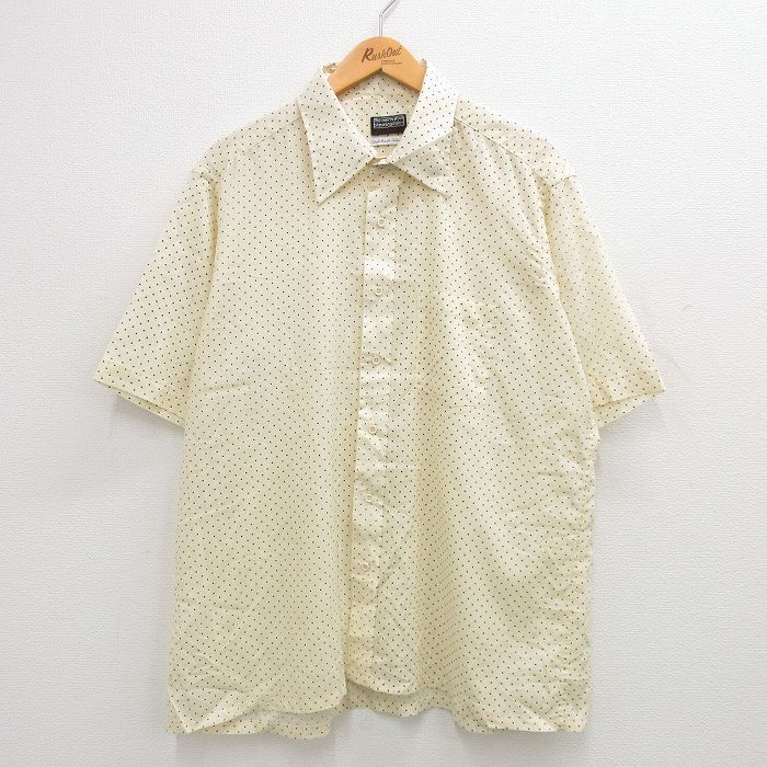 XL/古着 半袖 シャツ メンズ 80s 薄黄 イエロー ドット 24apr20 中古 トップス拍卖