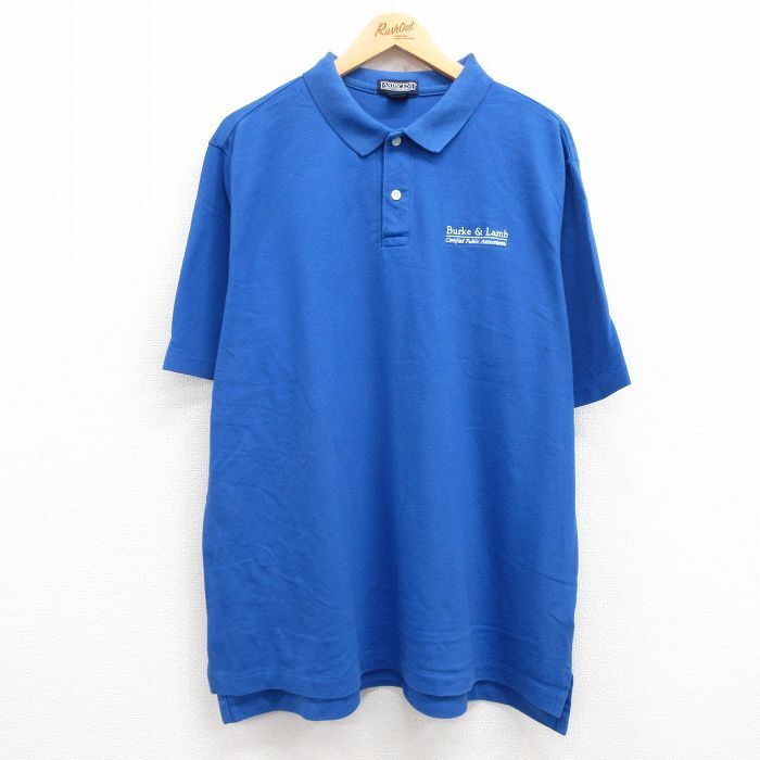 XL/古着 ランズエンド 半袖 ブランド ポロ シャツ メンズ 90s Burke & Lamb 鹿の子 大きいサイズ コットン 青 ブルー 24aug拍卖