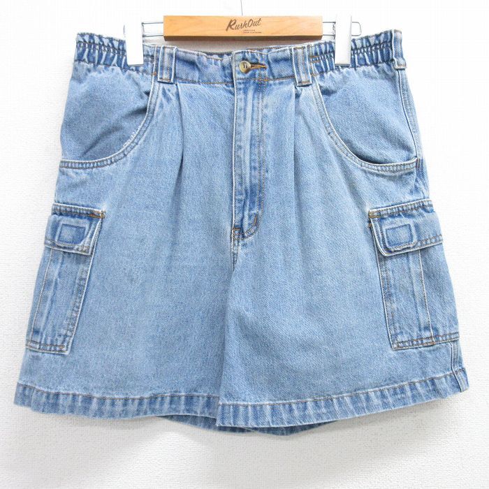 W33/古着 ショート カーゴ パンツ ショーツ メンズ 00s コットン 紺 ネイビー デニム 25apr26 中古 ボトムス 短パン ショー拍卖