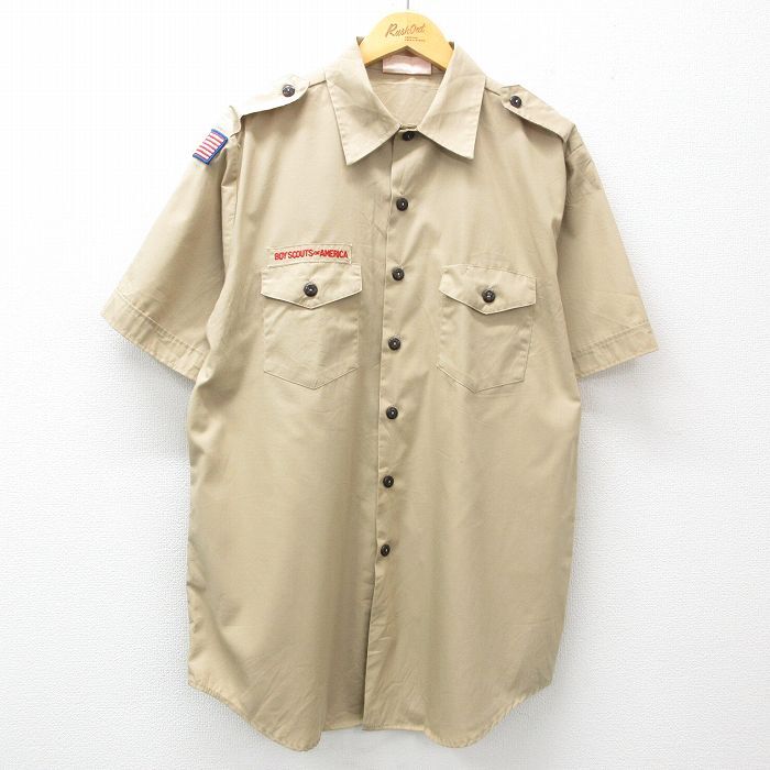 XL/古着 半袖 ボーイスカウト シャツ メンズ 90s ロング丈 ベージュ カーキ 25apr08 中古 トップス拍卖