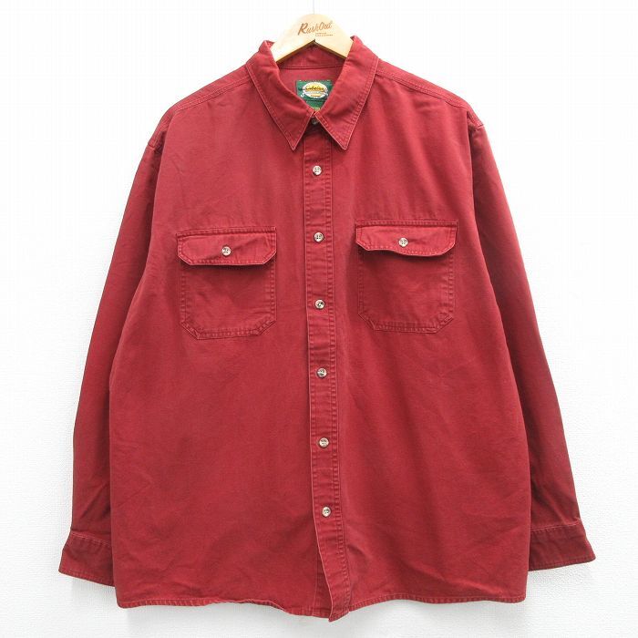 XL/古着 カベラス 長袖 シャツ メンズ 00s ダック地 大きいサイズ コットン エンジ 24feb02 中古 トップス拍卖