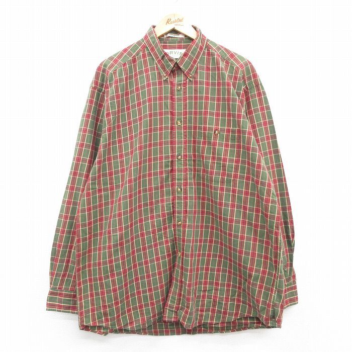 XL/古着 オービス 長袖 シャツ メンズ 00s ロング丈 コットン ボタンダウン 緑他 グリーン チェック 24sep02 中古 トップス拍卖