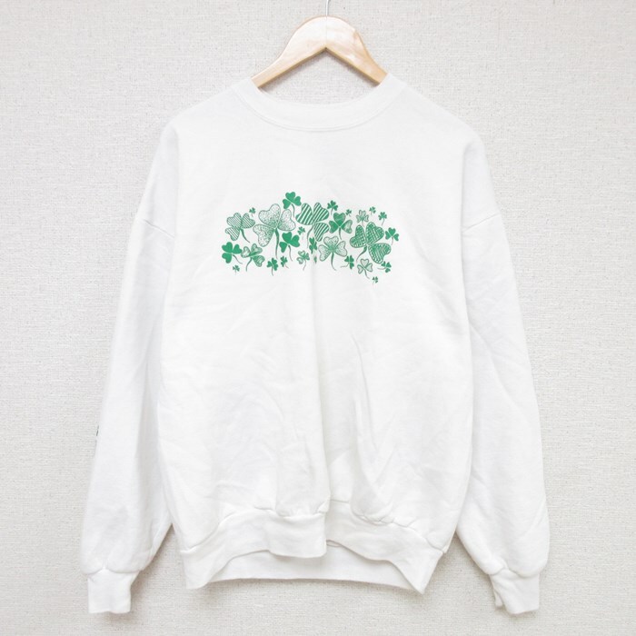 XL/古着 ジャージーズ 長袖 スウェット メンズ 90s クローバー ラグラン クルーネック 白 ホワイト 23oct02 中古 スエット拍卖