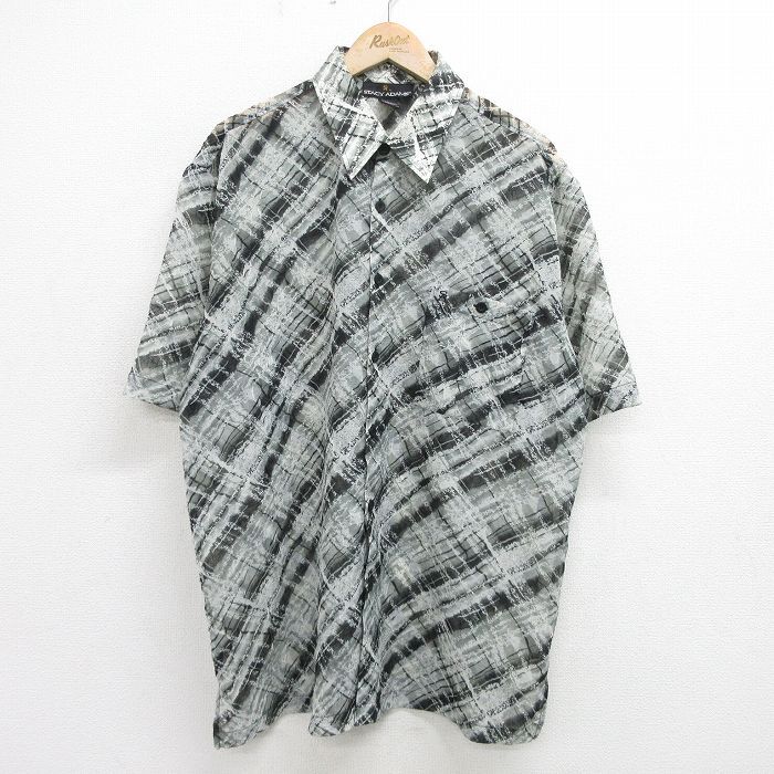 XL/古着 半袖 シャツ メンズ STACY ADAMS 大きいサイズ ロング丈 グレー他 チェック 24apr18 中古 トップス拍卖