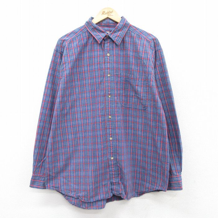 XL/古着 FADED GLORY 長袖 シャツ メンズ コットン 紺他 ネイビー チェック 25apr09 中古 トップス拍卖