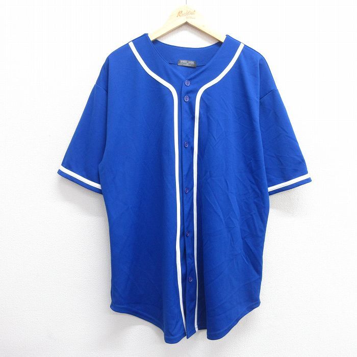 XL/古着 半袖 ベースボール シャツ メンズ 90s ロング丈 青他 ブルー 25apr14 中古 トップス拍卖