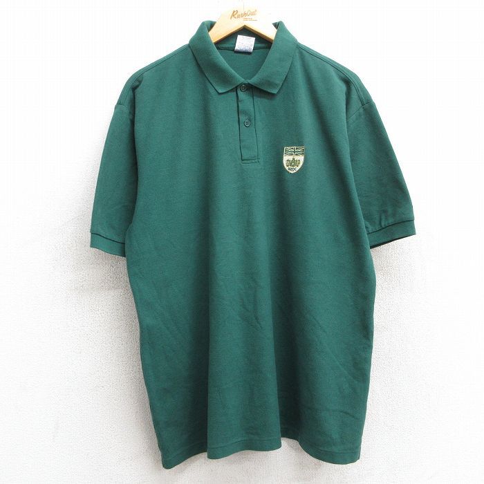 XL/古着 ジャージーズ 半袖 ポロ シャツ メンズ 90s ユニオンジャック 鹿の子 緑 グリーン 25may28 中古 トップス拍卖