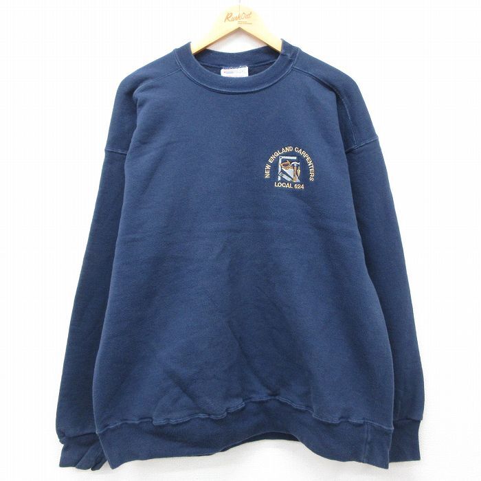 XL/古着 長袖 スウェット メンズ 00s CARPENTERS 大きいサイズ クルーネック 紺 ネイビー 24sep02 中古 スエット トレーナー拍卖