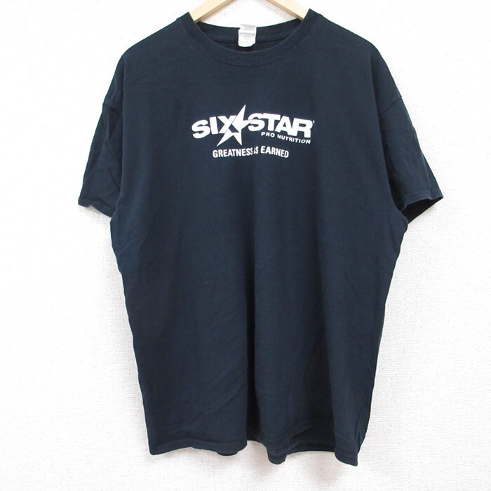 XL/古着 半袖 Tシャツ メンズ SIX STAR コットン クルーネック 黒 ブラック 24jun01 中古拍卖
