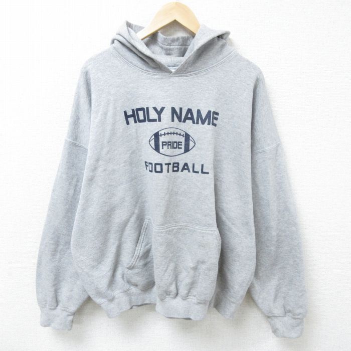 XL/古着 長袖 スウェット パーカー メンズ 00s フットボール 大きいサイズ グレー 霜降り 25mar03 中古 スエット トレーナー拍卖