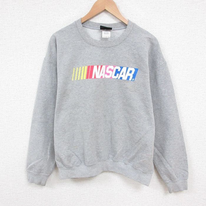 L/古着 長袖 スウェット メンズ 00s NASCAR クルーネック グレー 霜降り 25may29 中古 スエット トレーナー トップス拍卖