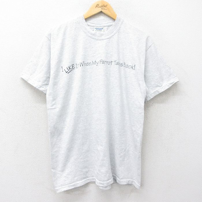 L/古着 半袖 ビンテージ Tシャツ メンズ 00s メッセージ クルーネック 薄グレー 霜降り 24jul18 中古拍卖