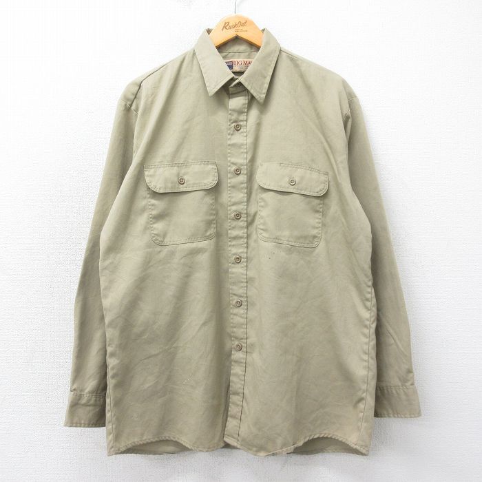 XL/古着 ビッグマック BIG MAC 長袖 ワーク シャツ メンズ 90s ロング丈 ベージュ カーキ spe 25mar18 中古 トップス拍卖