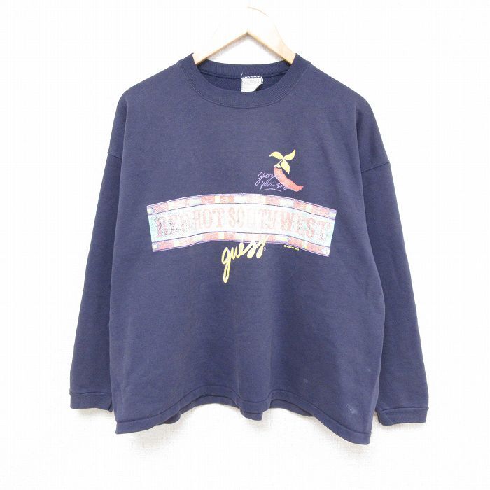XL/古着 長袖 スウェット メンズ 80s RED HOT SOUTHWEST クルーネック 紺 ネイビー 24aug31 中古 スエット トレーナー トッ拍卖