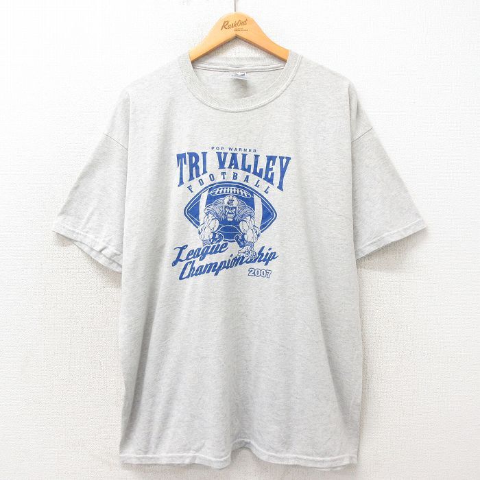 XL/古着 ジャージーズ 半袖 ビンテージ Tシャツ メンズ 00s フットボール 大きいサイズ クルーネック グレー 霜降り 25apr23拍卖