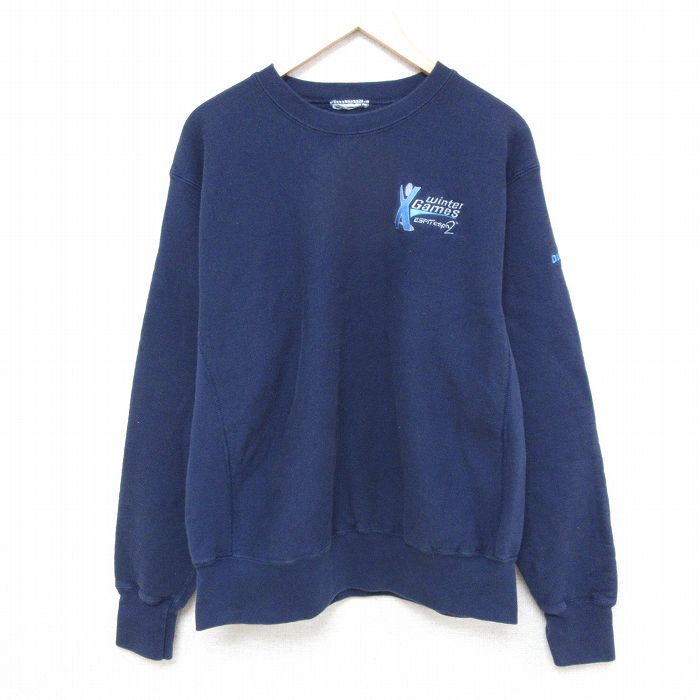 L/古着 長袖 スウェット メンズ 00s winter Games クルーネック 紺 ネイビー 25feb03 中古 スエット トレーナー トップス拍卖