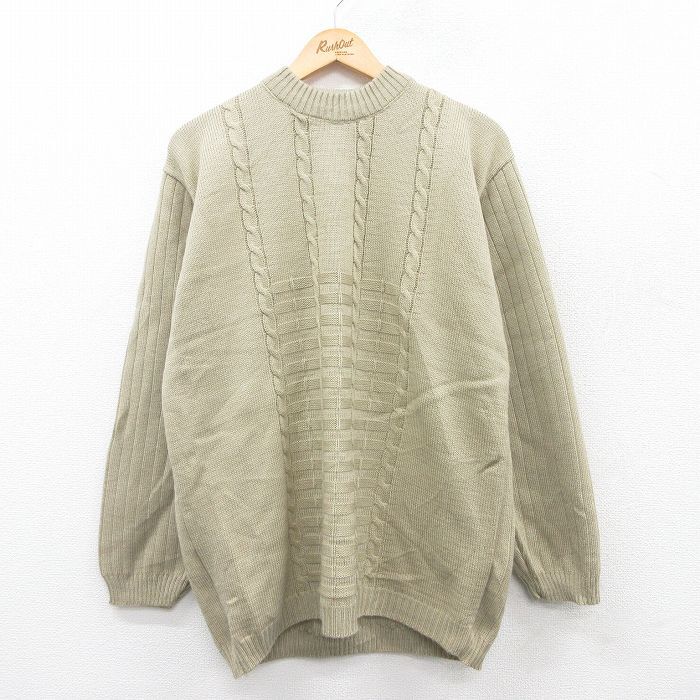 L/古着 長袖 セーター メンズ モックネック ハイネック 薄緑系 グリーン 25jan11 中古 ニット トップス拍卖