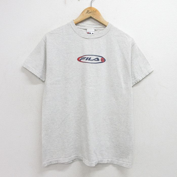 M/古着 フィラ FILA 半袖 ビンテージ Tシャツ メンズ 00s ビッグロゴ コットン クルーネック 薄グレー 霜降り 24jul05 中古拍卖