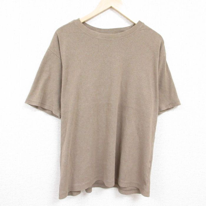 XL/古着 トミーヒルフィガー TOMMY HILFIGER 半袖 ブランド Tシャツ メンズ 90s 無地 大きいサイズ クルーネック ベージュ拍卖