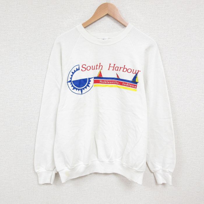 L/古着 リー Lee 長袖 スウェット メンズ 90s インディアナ クルーネック 白 ホワイト 25may27 中古 スエット トレーナー ト拍卖