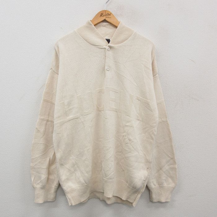XL/古着 長袖 セーター メンズ 90s LUCENT コットン ヘンリーネック 生成り 24oct15 中古 ニット トップス拍卖