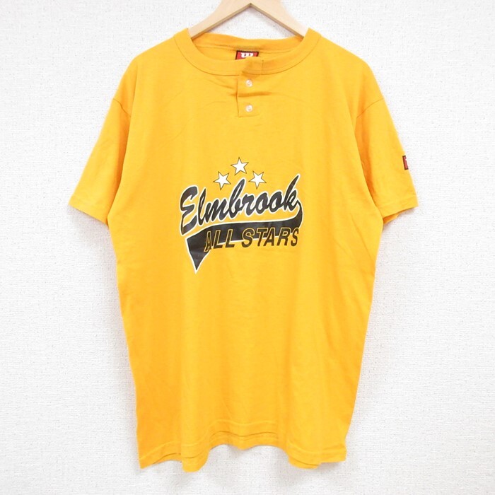 XL/古着 ウィルソン 半袖 Tシャツ メンズ Elmbrook 大きいサイズ ヘンリーネック 黄 イエロー 24jun19 中古拍卖