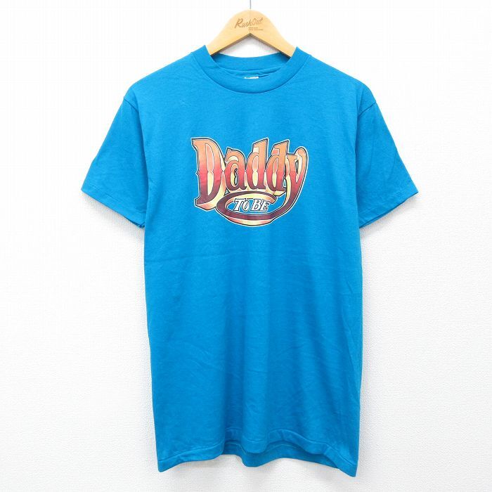 M/古着 ヘインズ 半袖 ビンテージ Tシャツ メンズ 80s Daddy クルーネック 水色 24jun29 中古拍卖