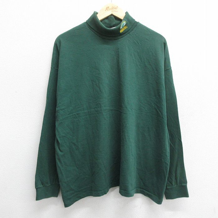 XL/古着 長袖 ビンテージ Tシャツ メンズ 90s NFL グリーンベイパッカーズ 大きいサイズ コットン タートルネック ハイネッ拍卖