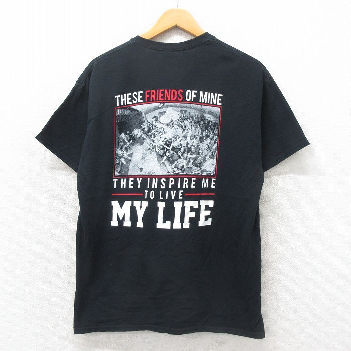 L/古着 半袖 ビンテージ ロック バンド Tシャツ メンズ 00s ゴーストシップ コットン クルーネック 黒 ブラック 25may12 中拍卖