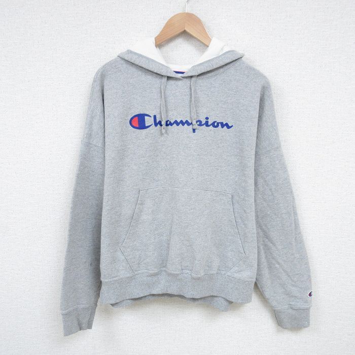 XL/古着 チャンピオン Champion 長袖 スウェット パーカー メンズ ビッグロゴ グレー 霜降り 25apr10 中古 スエット トレー拍卖