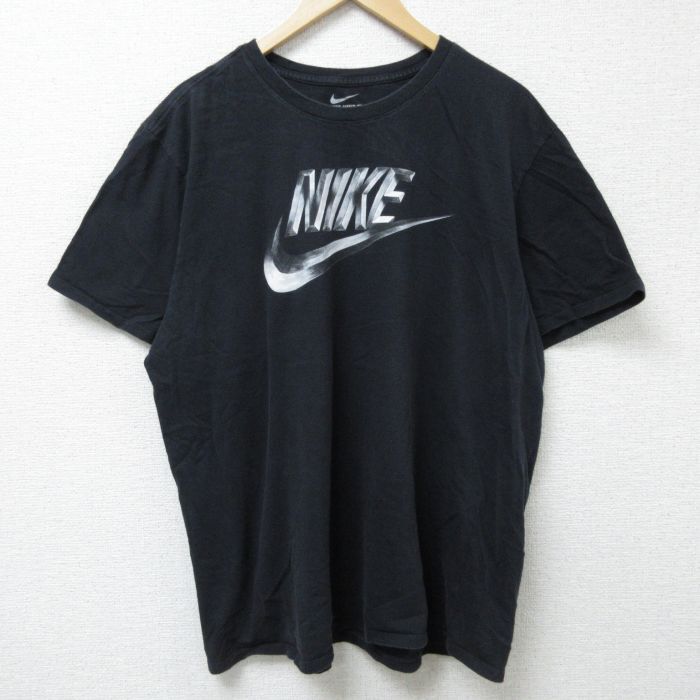 XL/古着 ナイキ NIKE 半袖 ブランド Tシャツ メンズ ビッグロゴ 大きいサイズ クルーネック 黒 ブラック 25may22 中古拍卖