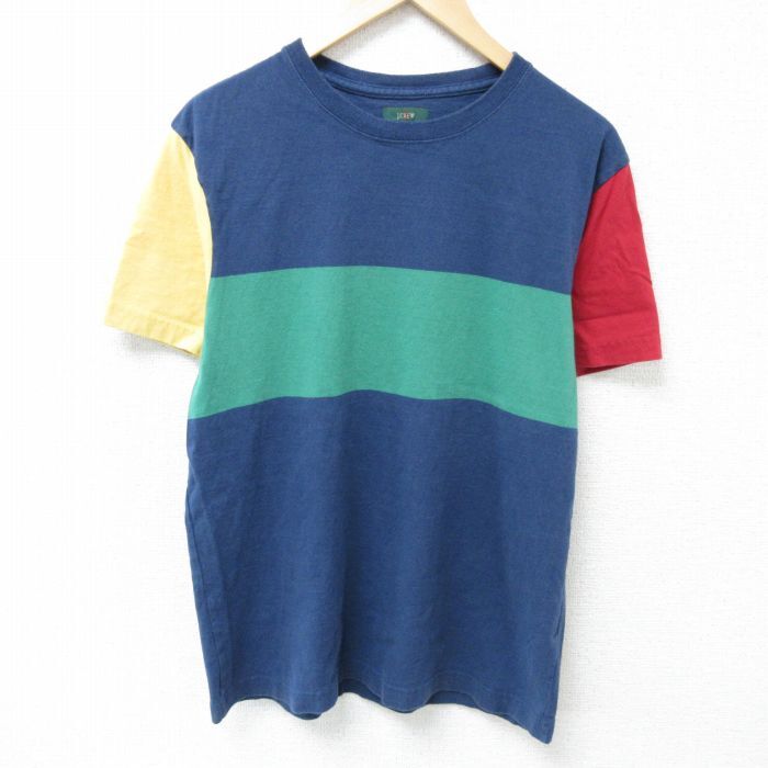 L/古着 ジェイクルー J.CREW 半袖 ブランド Tシャツ メンズ マルチカラー コットン クルーネック 紺他 ネイビー 25may15 中拍卖