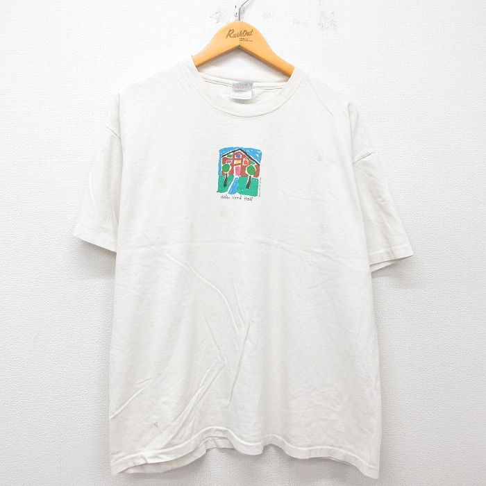 XL/古着 ヘインズ 半袖 ビンテージ Tシャツ メンズ 90s Helen Wood Hall 大きいサイズ コットン クルーネック 白 ホワイト 2拍卖