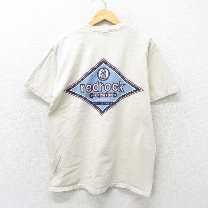 L/古着 SDI 半袖 ビンテージ Tシャツ メンズ 90s redrock コットン クルーネック 薄ベージュ カーキ 24feb29 中古拍卖