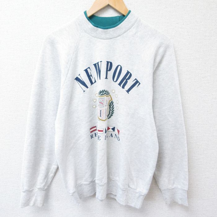 L/古着 オニータ ONEITA 長袖 スウェット メンズ 90s ニューポート ラグラン クルーネック 薄グレー 霜降り 23nov24 中古 ス拍卖